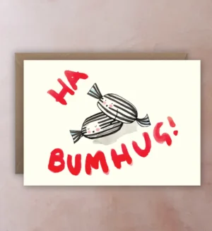 Funny Christmas card featuring mint characters with cheeky festive design