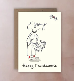 Funny Christmas card featuring mouse dressed as vicar spreading festive cheer
