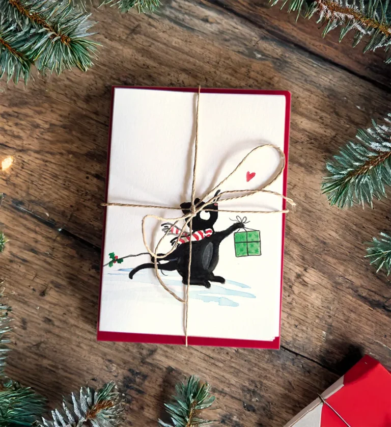 a little gift christmas card with red envelope